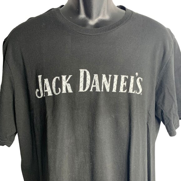 Jack Daniels Whiskey Crewneck T Shirt L Black Graphic Double Sided Short Sleeve - Picture 4 of 6